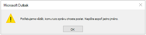 Chyba úkolu Potřebujeme vědět, komu máme zprávu odeslat