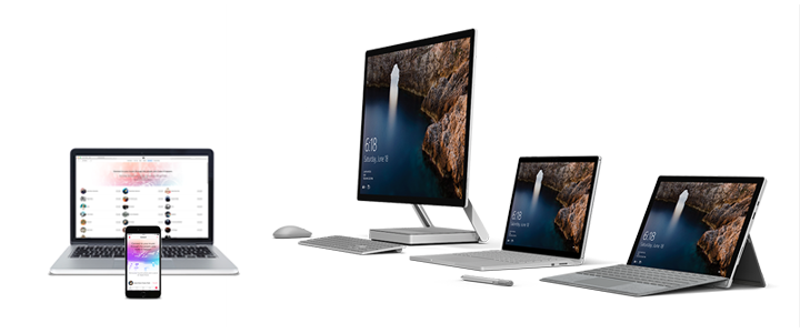 Fotka čtyř modelů Surface