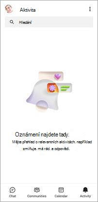 Snímek obrazovky s aktivitou na mobilním zařízení v bezplatné aplikaci Teams