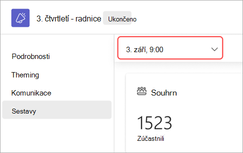 Snímek obrazovky se zvýrazněným uživatelským rozhraním, jak zobrazit zprávy radnice pro jiné datum