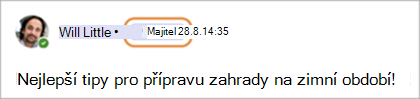 Snímek obrazovky zobrazující odznáčky vlastníků komunity v Teams (zdarma).
