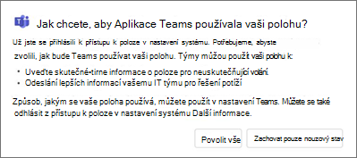 Umístění souhlasu Metoda Teams