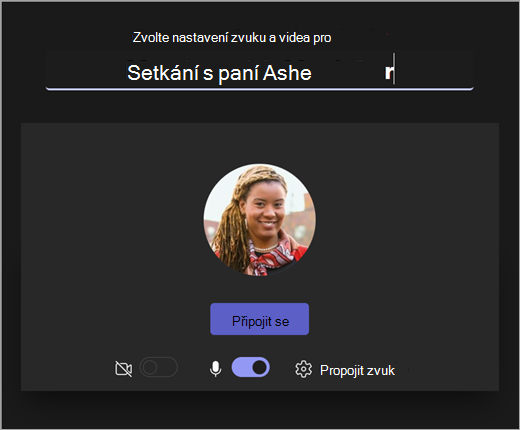 Snímek úvodní obrazovky při zahájení schůzky vyučujícím v aplikaci Microsoft Teams pro vzdělávání.