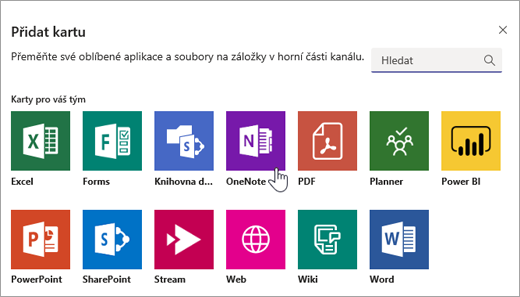 Přidejte OneNote jako kartu v týmu.