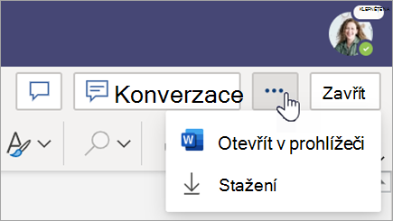 Vyberte nabídku Další možnosti vedle tlačítka Zavřít.
