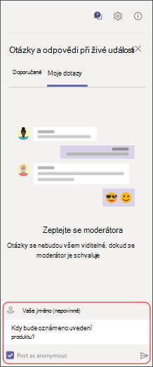 Do pole pro psaní zprávy zadejte otázku.