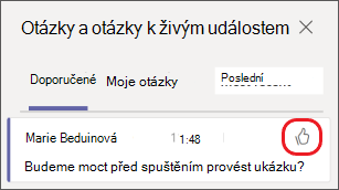 Vyberte ikonu palce nahoru
