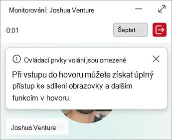 Stránka správy Fronty zobrazuje možnosti šeptat nebo vtrhnout.
