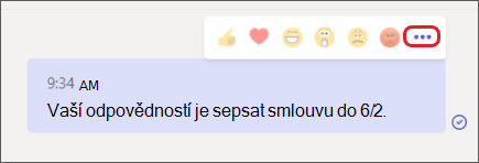 Realistická zpráva se zvýrazněnou nabídkou Další možnosti
