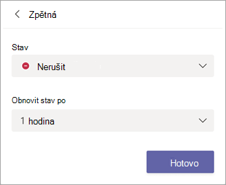 Nastavení stavu a doby trvání