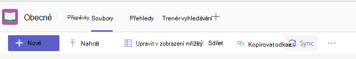 Tlačítko Synchronizovat na kartě Files