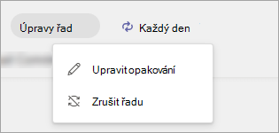 Snímek obrazovky znázorňující možnosti úprav řady pro publikovanou řadu seznamu úkolů.