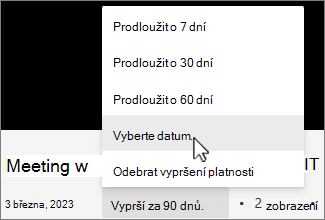 Nabídka času vypršení platnosti záznamu