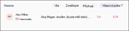 Hlasová pošta v Teams
