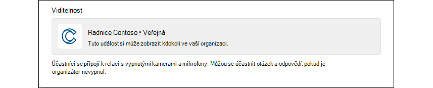 Informace o setkání se zaměstnanci zobrazují banner, který se účastníkům zobrazí
