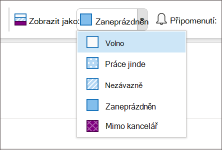 Nastavení stavu v aplikaci Calendar (Nastavení stavu v kalendáři)