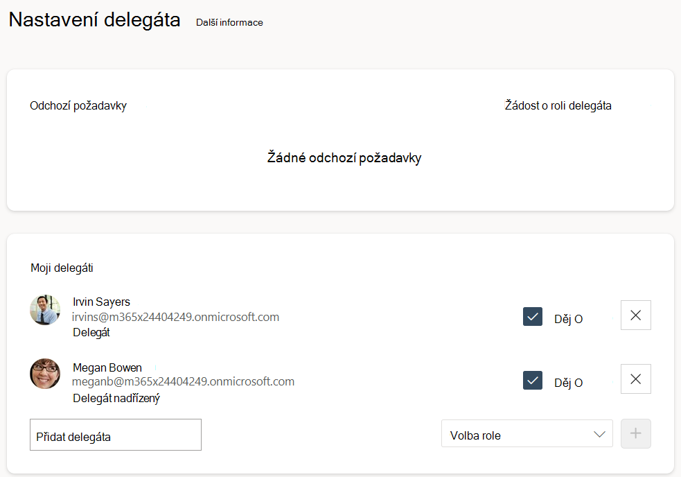 Stránka zobrazující možnost požádat o roli delegáta