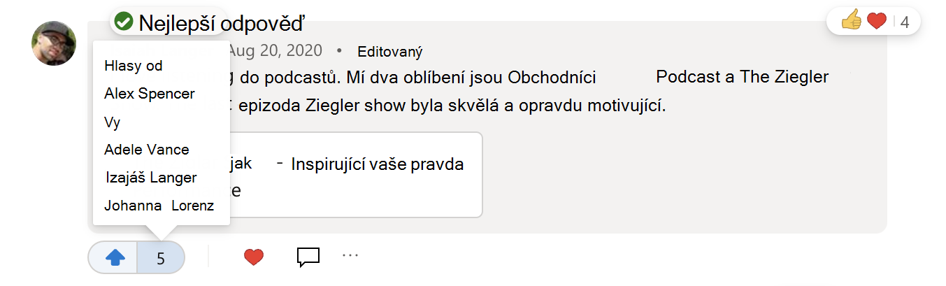 Jak zobrazit, kdo hlasoval pro odpověď na otázku