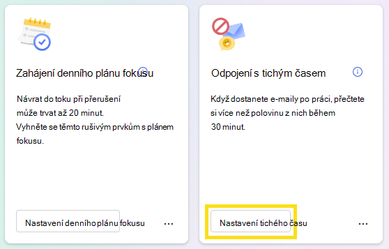 Snímek obrazovky ukazující, jak nastavit dobu klidu.