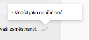 Označení zprávy ve složce doručené pošty Engage jako nepřečtené