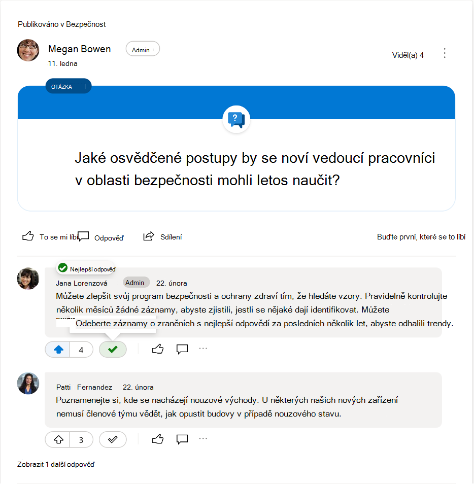 Zrušení označení nejlepší odpověď na otázku v Yammeru