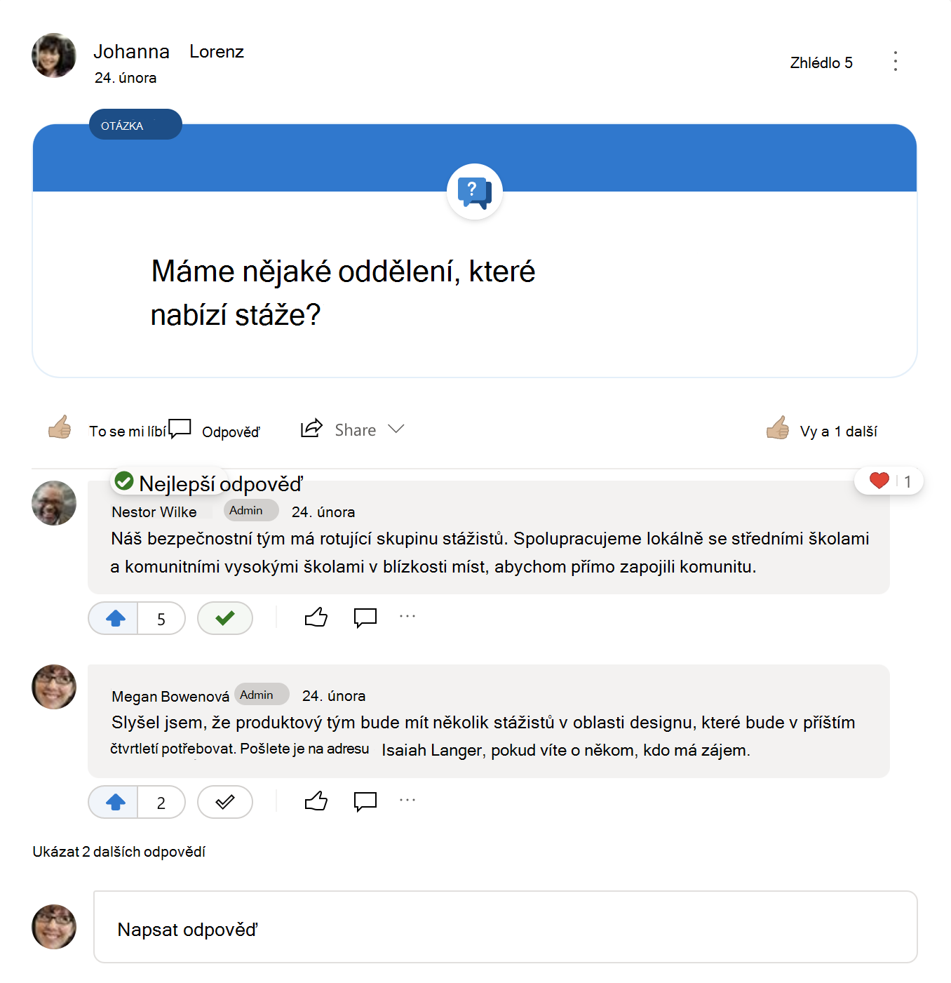 Nejlepší odpověď na otázku v Yammeru