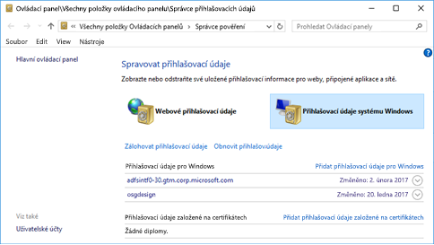 Správce přihlašovacích údajů ve Windows