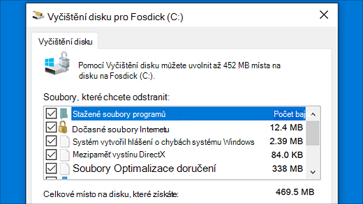 Spuštění nástroje Vyčištění disku