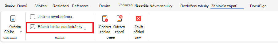 H&F Různé liché a sudé stránky