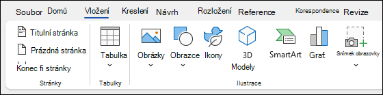 Vložení položek ve Wordu