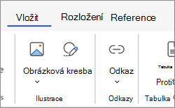 Oblast odkazu na pásu karet