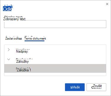 Panel pro výběr záložek
