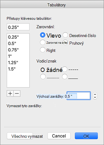 Mac tabs dialog box