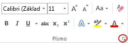 ikona pro otevření dialogového okna Písmo