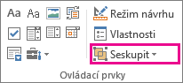 tlačítko seskupení režimu vývojář