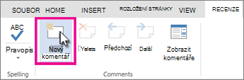 Přidání nového komentáře v zobrazení pro úpravy