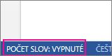 Vypnutá funkce počtu slov