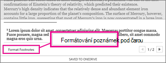 Format Footnotes button in the Footnote editing area of Word Online