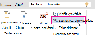 Show Footnotes button in Word Online