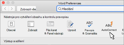 Word pro Mac tlačítko automatických oprav