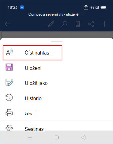 Klepněte na Číst nahlas