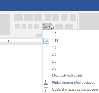 Možnosti pro změnu řádkování v aplikaci Word