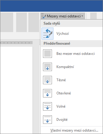 Možnosti pro změnu mezer mezi odstavci v Word