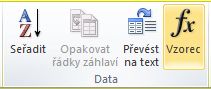 Skupina Data karty Nástroje tabulky - Rozložení na pásu karet v aplikaci Word 2010