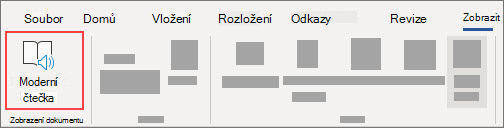 Výběr možnosti Asistivní čtečka