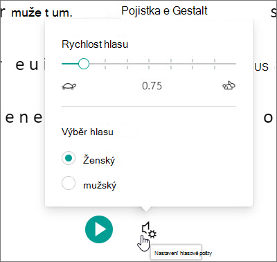 Nastavení hlasu Asistivní čtečka