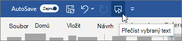 Ikona Přečíst po výběru možnosti Přečíst