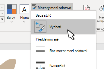 Výchozí v části Vybraná sada stylů