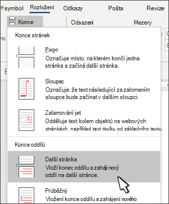 Konec oddílu pro další stránku