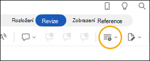 Word pro iPad tlačítko Sledování změn